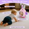 FIOBEE Tummy Time Toys Baby Mirror Tummy Time with Crinkle & Jingle Sounds Large Baby Sensory Toys for Infant Ages 0 3 6 Months and Up Newborn Training Essentials, Pink Rabbit view 2