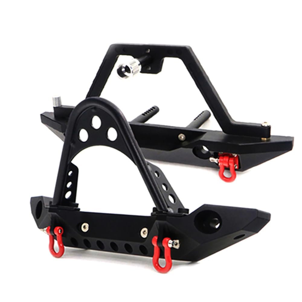 100% Metal Stinger Bumper Front Rear Bumper Electric Winch Spare tire Bracket for 1/10 RC Tracked Vehicle TRX4 axial SCX10 90046(Black)