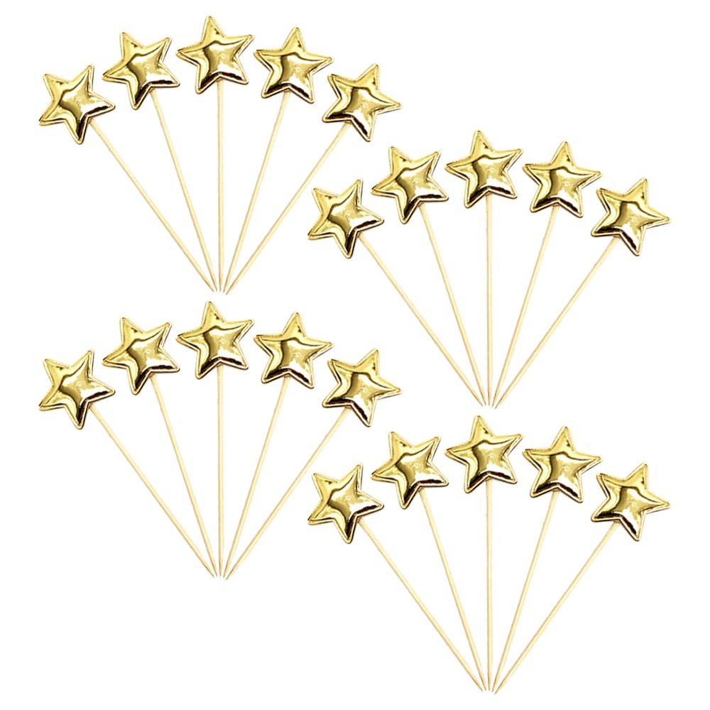 100 Pcs Star Cupcake Toppers Wedding Cake Decorating Toppers Engagement Bridal Shower Cupcake Picks Birthday Party Cake Decorative Stars Cocktail Picks Cookie Dessert Toppers Decorations Golden