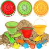 Beach Sand Toys Set for Kids, Silicone Collapsible Foldable Beach Bucket Travel Beach Toys for Summer Outdoor Camping and Fishing Tub with Sand Molds Shovels Rakes for Toddlers Boys Girls 2.5L 3PCS view 1
