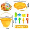 Beach Sand Toys Set for Kids, Silicone Collapsible Foldable Beach Bucket Travel Beach Toys for Summer Outdoor Camping and Fishing Tub with Sand Molds Shovels Rakes for Toddlers Boys Girls 2.5L 3PCS view 3