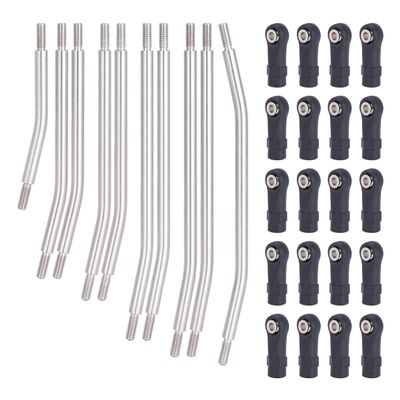 10Pcs Stainless Steel Links Rod Set with Ball End 313/324mm Wheelbase for 1/10 RC Crawler Car Axial SCX10 TRX4 Upgrade Parts (324mm)