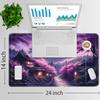for TCG Playmat with Waterproof Storage Bag and 6 Dice, Non-Slip Rubber Base for MTG Playmat with Zones, 24 x 14 inches Trading Card Game Mat Board Game Desk Mat, Cherry Blossom Moonlit Village view 2