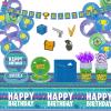 170pcs Video Game Party Supplies for Boys 1st 2nd Kids Video Games First Birthday Party Decorations Including Paper Plates Napkins Paper Cups Tablecloth Balloons Banners For 24 Guests view 1