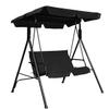 2-Seat Swing Chair with Awning, for Garden, Backyard, Courtyard(55.0" Lx 43.5" Wx 60.5" H). (Black) view 1