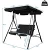 2-Seat Swing Chair with Awning, for Garden, Backyard, Courtyard(55.0" Lx 43.5" Wx 60.5" H). (Black) view 2