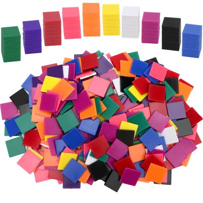Coopay 500 Pcs Plastic Square Color Tiles, Bingo Chips, Poker Chips, Color Sorting, Math Counters, Game Tokens, Counting Manipulatives for Kids Elementary School Classroom Learning Development Toys
