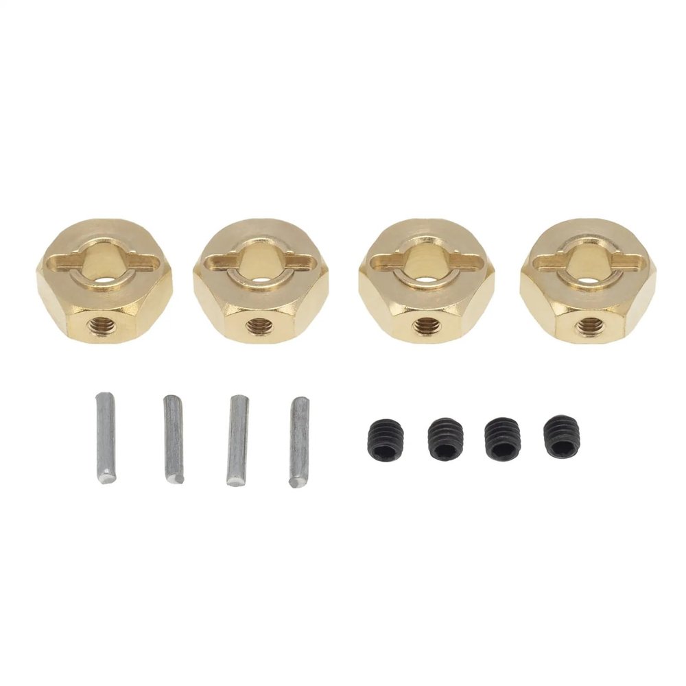 4pcs Brass Wheel Hex Hub 12mm Widthen Coupler for Axial SCX10 90046 RR10 RGT 86100 MST 1/10 RC Crawler Car Repair Accessories(6mm Thickness)