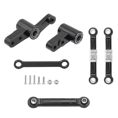 CNC Aluminum Modification Steering Group Assembly with Bearings for 1/14 MJX 14209 14210 RC Car Metal Upgrade Parts(Black Set 3)