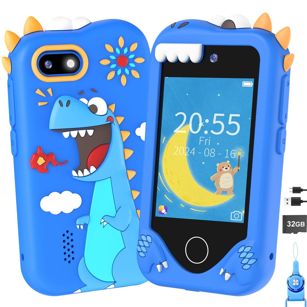 Kids Smart Phone for Girls Gifts - Toddler Christmas Birthday Gift for Age 3 4 5 6 Year Old, Kids Cell Phone Toy with Touchscreen, Dual Cameras, Learning, Kid Mp3 Player, Games with 32 GB Card