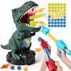 Dinosaur Shooting Toy for Boys Girls, Movable Target Shooting Games with 2 Air Pump Launcher, 48 Foam Balls, LED Score Record, Spray Effect & Sound, Competition Game Gift for Kids 5 6+ (Green) view 1