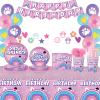 170pcs Dollhouse Party Supplies for Kids First Birthday Cartoon Cat 1st 2nd Party Decorations Paper Plates Napkins Paper Cups Tablecloth Balloons Banners For 24 Guests view 1