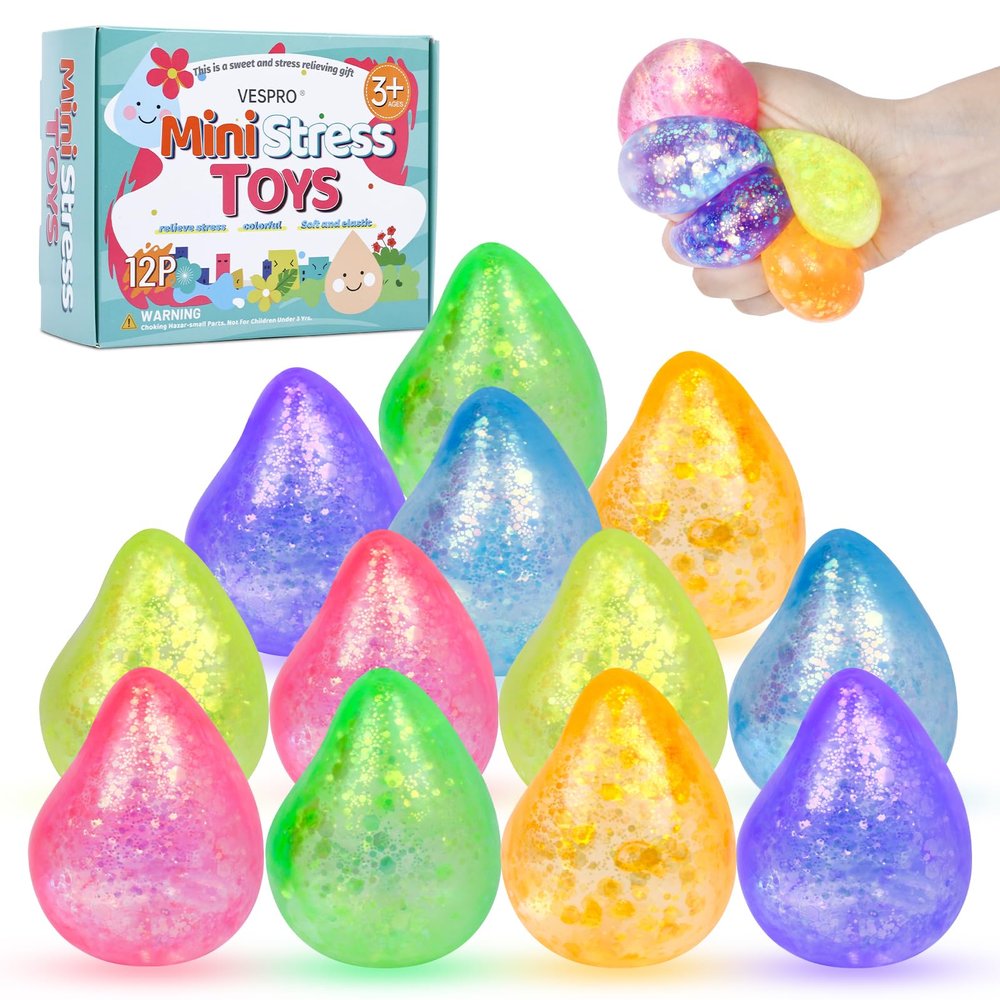 12 Pcak Fidget Stress Balls, Slow Rising Stress Ball for Kids Adults,Hand Therapy Sensory Squishy Ball,Bulk Squishy Squeeze Ball Set and Birthday Party