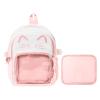 ZingZaak Kawaii Cat Ita Bag,Pin Purse,Pin Display Backpack Bag with Insert,For Daily Use and Cosplay,Gift for girls(pink-white, Small) view 1