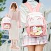 ZingZaak Kawaii Cat Ita Bag,Pin Purse,Pin Display Backpack Bag with Insert,For Daily Use and Cosplay,Gift for girls(pink-white, Small) view 2