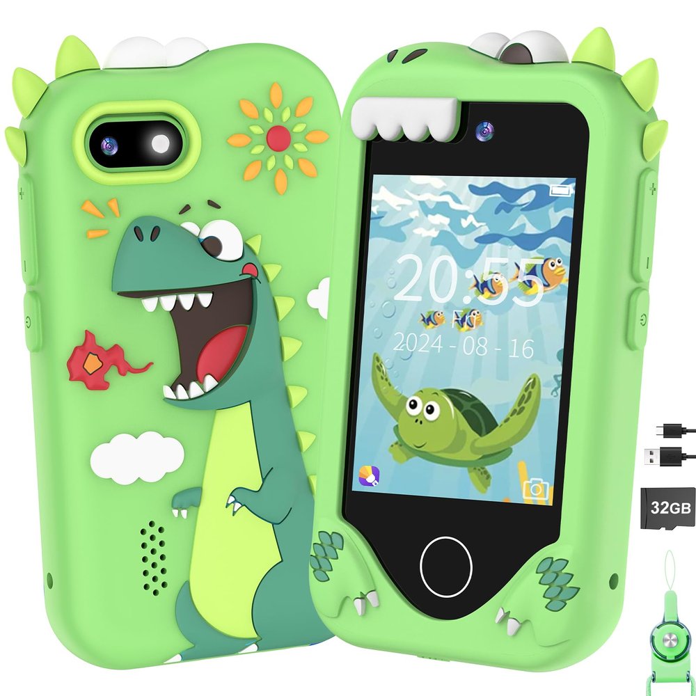 Kids Smart Phone for Girls Gifts - Toddler Christmas Birthday Gift for Age 3 4 5 6 Year Old, Kids Cell Phone Toy with Touchscreen, Dual Cameras, Learning, Kid Mp3 Player, Games with 32 GB Card