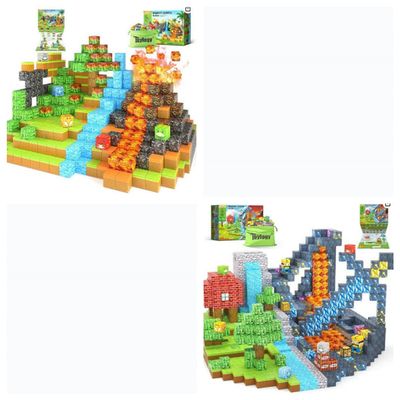 234PCS Magnetic Blocks-Build Mine Magnet World Forest Jurassic Sword Dinosaur Toys, STEM Sensory Toys for Toddlers Gifts for 3+ Years Old