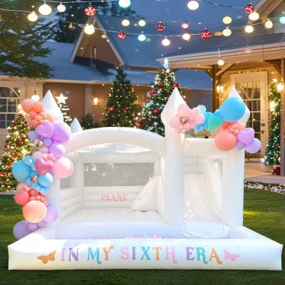 15x15FT White Inflatable Bounce House for Kids & Adults - Heavy Duty PVC White Jumping Castle with Slide, Ball Pit & 1100W Blower, Wedding, Birthday Party, Baptism Decor