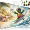 for TCG Playmat with Waterproof Storage Bag and 6 Dice, Non-Slip Rubber Base for MTG Playmat with Zones, 24 x 14 inches Trading Card Game Mat Board Game Desk Mat, Abandoned Van on The Beach view 1