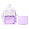 ZingZaak Kawaii Cat Ita Bag,Pin Purse,Pin Display Backpack Bag with Insert,For Daily Use and Cosplay(purple-white, Small) view 1