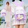 ZingZaak Kawaii Cat Ita Bag,Pin Purse,Pin Display Backpack Bag with Insert,For Daily Use and Cosplay(purple-white, Small) view 2