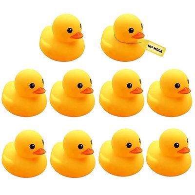 10Pcs Mold Free Yellow Rubber Ducks Waterproof Bath Duck Toys for Toddlers Boys Girls, No Hole Yellow Ducky in Bulk Baby Shower Toy Birthday Party Favors Gift Classroom Summer Beach Pool Party Games