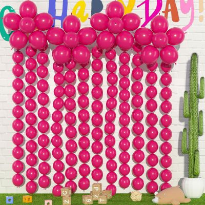 105pcs Linking Balloons 6 Inch Hot Pink Quick Link Balloons for Photo Shoot Gender Raver Anniversary Bridal Christmas Wall Backdrop Baby Shower Birthday Party Carnival Decorations