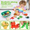 Coogam Pretend Play Food Kitchen Accessories for Kids, Fake Fruits Meats Vegetables Cutting Food with Shopping Storage Basket for Preschool Activities, Daycare Educational Toy for 3 4 5 Years old Kids view 2