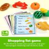 Coogam Pretend Play Food Kitchen Accessories for Kids, Fake Fruits Meats Vegetables Cutting Food with Shopping Storage Basket for Preschool Activities, Daycare Educational Toy for 3 4 5 Years old Kids view 3