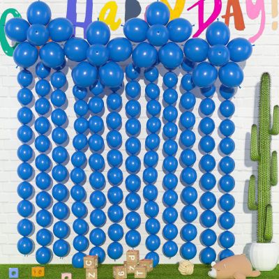 105pcs Linking Balloons 6 Inch Royal Blue Quick Link Balloons for Photo Shoot Gender Raver Anniversary Bridal Christmas Wall Backdrop Baby Shower Birthday Party Carnival Decorations