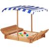 46-Inch Wooden Sandbox with Adjustable Cover & Foldable Benches,Durable Outdoor Sand Box for Backyard, Garden, Patio Play - All-Weather Child-Safe Design view 1