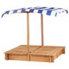 46-Inch Wooden Sandbox with Adjustable Cover & Foldable Benches,Durable Outdoor Sand Box for Backyard, Garden, Patio Play - All-Weather Child-Safe Design view 2