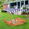 46-Inch Wooden Sandbox with Adjustable Cover & Foldable Benches,Durable Outdoor Sand Box for Backyard, Garden, Patio Play - All-Weather Child-Safe Design view 4