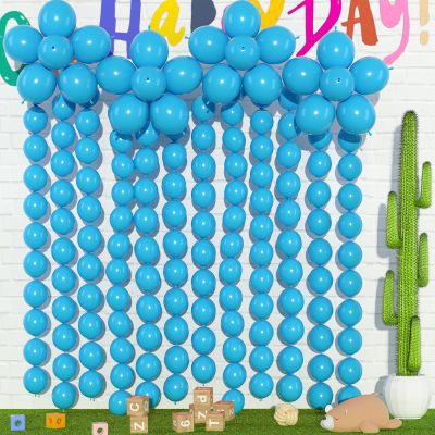 105pcs Linking Balloons 6 Inch Blue Quick Link Balloons Arch Garland Kit for Wedding Christmas Wall Backdrop Baby Shower Gender Raver Anniversary Bridal Birthday Party Carnival Decorations
