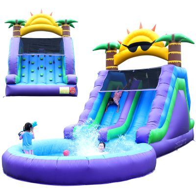26FT Inflatable Water Slide for Adults Kids /100% PVC Commercial Water Slide Bounce House with Blower, Bigger Splash Pool, for Backyard or Commercial Use,26x13x12ft
