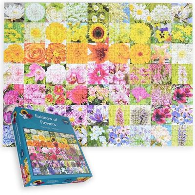1000 Piece Flower Jigsaw Puzzle  Colourful Floral Collage with Lilies, Irises & Sunflowers  Blooming Beautiful Puzzle for Adults & Teens