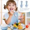 7 Pieces 304 Stainless Steel Baby & Toddler Feeding Set - Suction Divided Plates, Bowls, Silicone & Stainless Spoon Fork,Pocket Bib Unbreakable, Dishwasher Safe Kids Dinnerware Essentials (Blue) view 2
