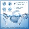 7 Pieces 304 Stainless Steel Baby & Toddler Feeding Set - Suction Divided Plates, Bowls, Silicone & Stainless Spoon Fork,Pocket Bib Unbreakable, Dishwasher Safe Kids Dinnerware Essentials (Blue) view 4