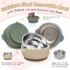 Aikosell Baby & Toddler Bowls | Stay-Put Suction | Silicone & Stainless Steel with Leakproof Sealed Lids (Set of 3) | Portable Baby Food Bowls view 4