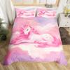 Cute Unicorn Duvet Cover Set Toddler Size,Dreamy Pink Horse Wildlife Reversible Quilt Cover for Kids Boys Girls Cartoon Stars Cloud Galaxy Bedding Set with 1 Pillowcase,No Comforter view 1