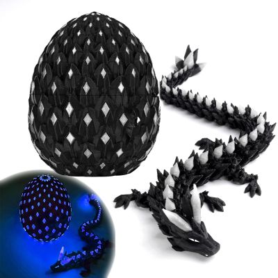 Funtigee 3D Printed Dragon Eggs Mystery with Dragon Inside Glow in The Dark Articulated Animals Fidget Toy Crystal 3D Printed Easter Dragon Eggs for Kids Boys Girls Home Decor White