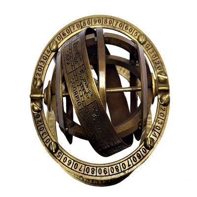 ALFAMART HT "Antique-Style Brass Armillary Sphere with Zodiac Engravings  Handcrafted Celestial Globe Model for Astronomical and Astrological Exploration"
