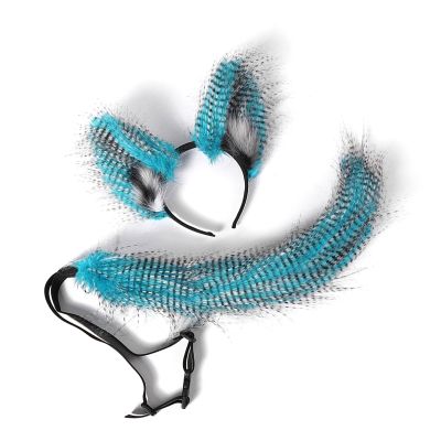 jiingekk Lovely Cats Ears Hairband Plush Wolf Tail Cats Tail For Carnivals Party Foxes Tail Halloween Cosplay Accessories
