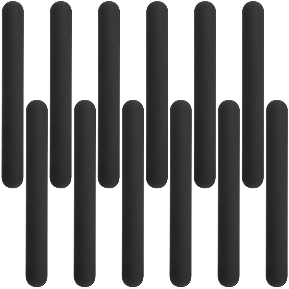 12 Pcs Silicone Rubbber Slap Bracelets Plain Slap Bracelets Wrist Soft and Safe Slap Bands Wrap Band for School Party Favors DIY Painting Wristband Craft Project Birthday Halloween Christmas (Black)