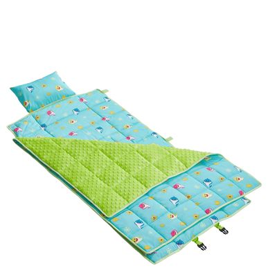 Baby Shark 3-in-1 Travel Slumber Nap Mat with Built in Pillow, Plush Blanket and Carry Backpack Straps, 46"x26" Mat, Ages 3+