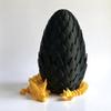 3D Printed Dragon Egg with Dragon - Black Egg with Gold Dragon - Large Flexible Fidget 3D Printed Toy, Gift Bag Filler, Desk Decoration, Party Favor, (12 Inch Dragon) view 1