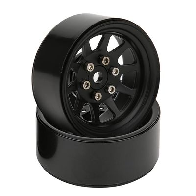 2pcs Alloy Beadlock Wheel Rims Accessory for 4 1/10 RC Crawler Car, Increase Weight, Exquisite Workmanship, Cool Appearance, Durability (Black)