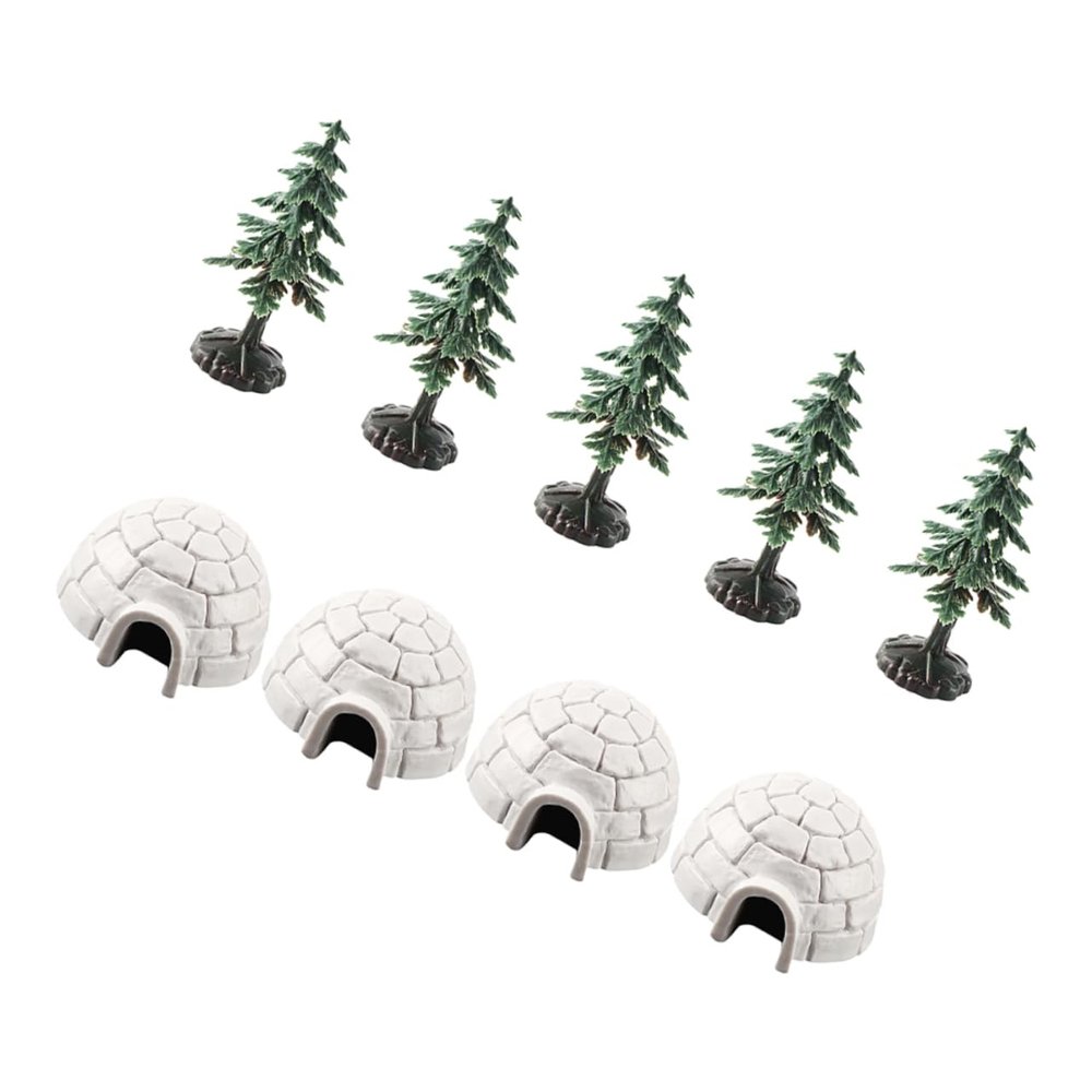 BESPORTBLE 1Set Miniature Igloo Model with Christmas Tree Figures Realistic Arctic Scene Cake Toppers for DIY Winter Celebrations Educational Playtime