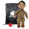 Umbo My Hero 14" Army Recordable Plush Military Doll Over 1+ Hour Audio Storage Personalized Gift for Deployment, Separation, or Storytime Ultimate Daddy Doll! (Tan Skin Black Hair Female) view 1