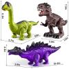 BLmukce 3-Pack Electronic Walking Dinosaur Toys for Toddlers 2-4, Moving Dinosaurs Toys with Lights, Roaring Sounds, T-Rex, Brachiosaurus & Stegosaurus, Xmas Birthday Gift for 2 3 4 5 6 Years Old Boys view 2